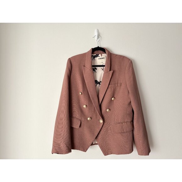L'Agence Kenzie Double Breasted Blazer Jacket 12 Ribbed EUC Fawn Brown - Picture 4 of 8
